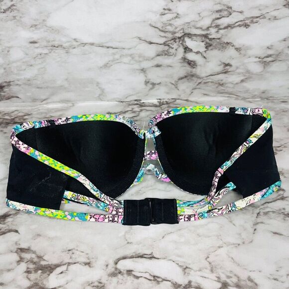 Victoria's Secret | Swim Strapless Top | Black Multicolored Embroidered | 34B - Picture 4 of 7